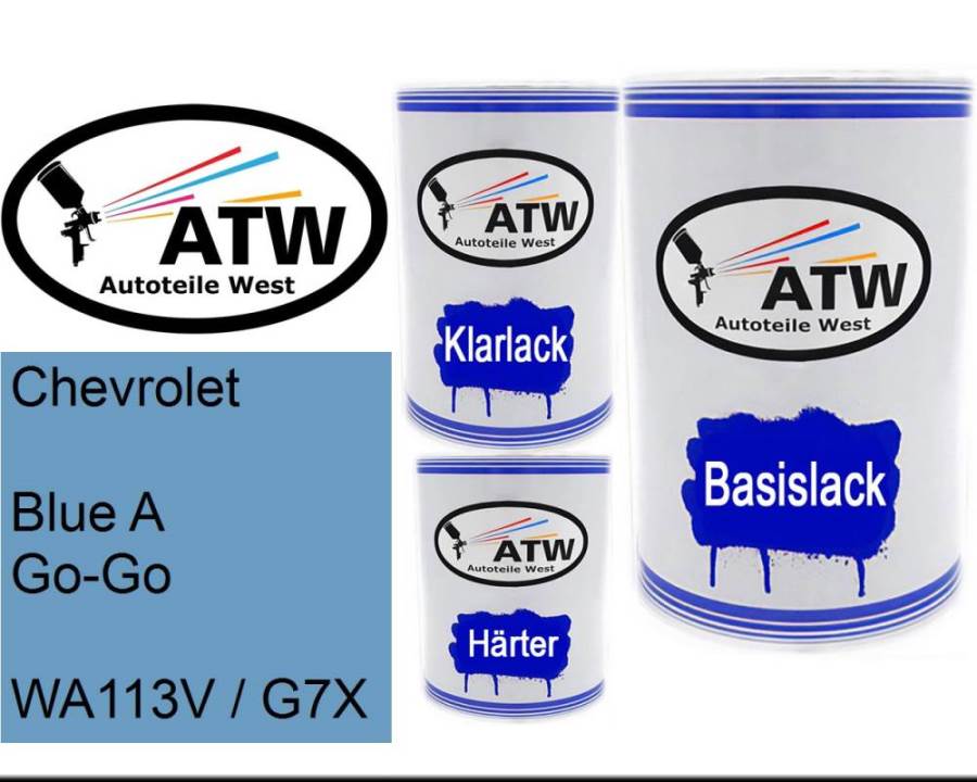Chevrolet, Blue A Go-Go, WA113V / G7X: 500ml Lackdose + 500ml Klarlack + 250ml Härter - Set, von ATW Autoteile West.